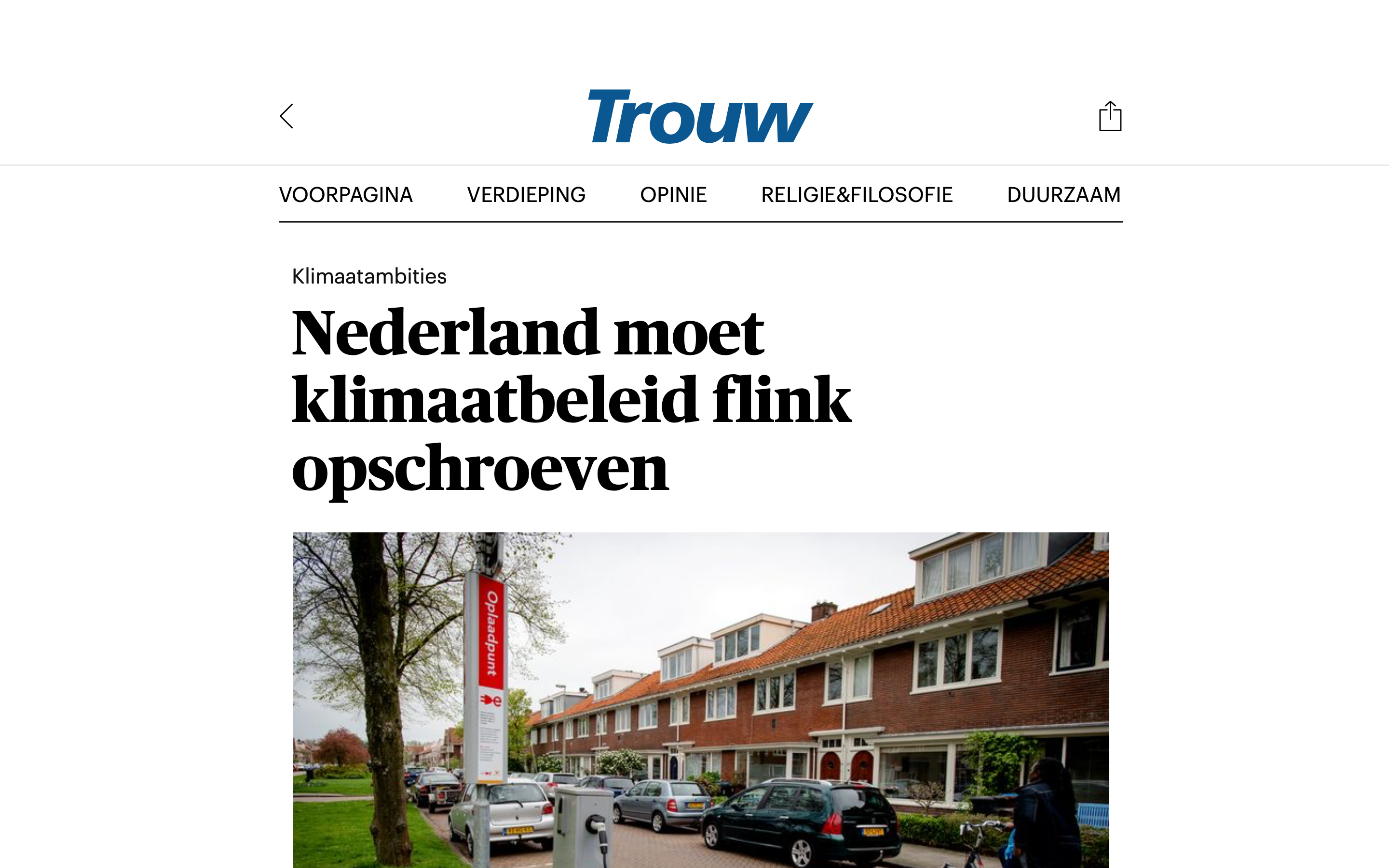 210421 Trouw - Nederland moet klimaatbeleid flink opschroeven (1)